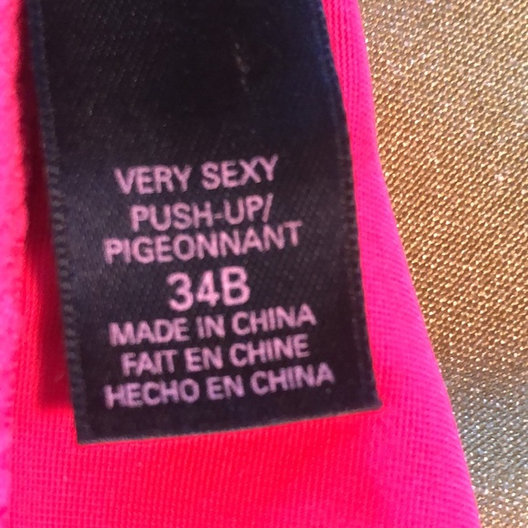 Victoria Secret 34 B scarlet and black lace Very Sexy Push-up bra/ white ribbons - Picture 9 of 11